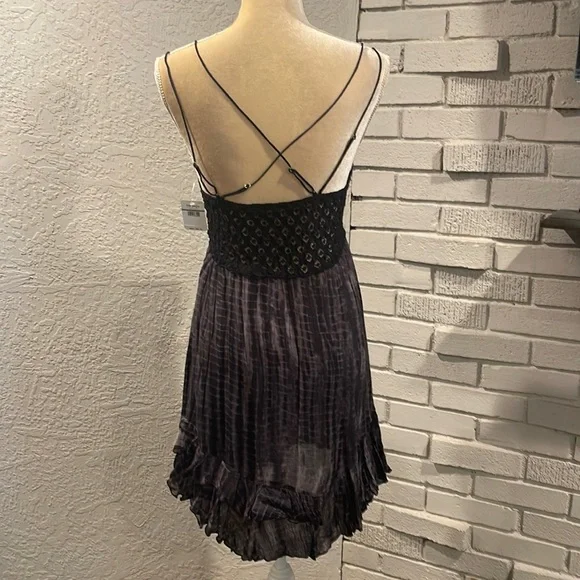 Free People Black Lace Trim Tie-Dye Dress - Picture 2 of 5